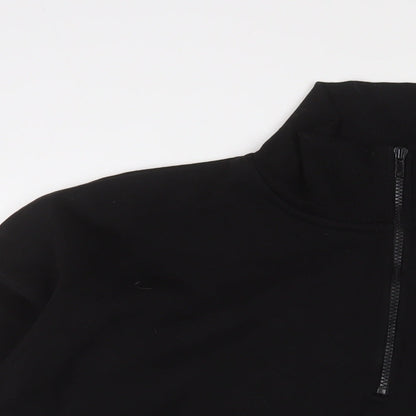 Boohoo Womens Black Cotton Pullover Sweatshirt Size L Zip