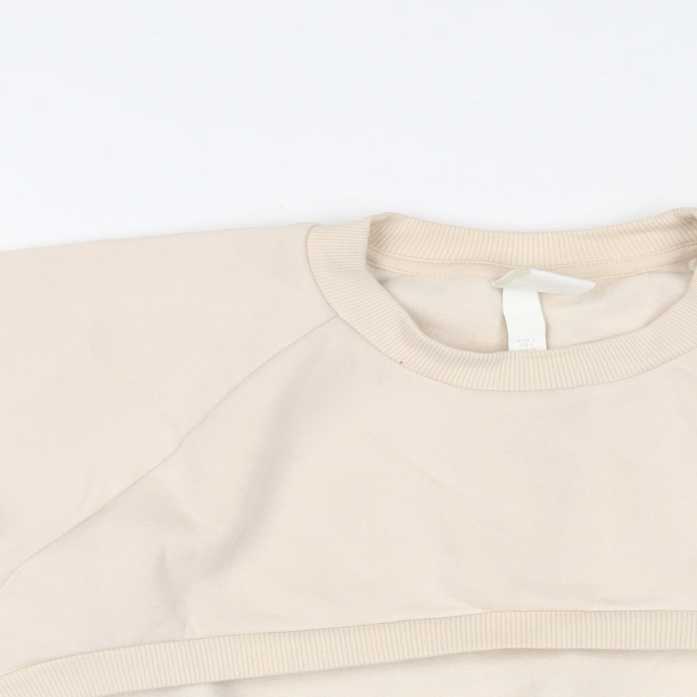 H&M Womens Pink Cotton Pullover Sweatshirt Size L Pullover - Cropped