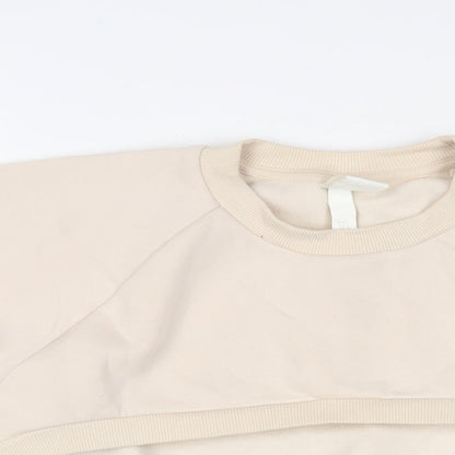 H&M Womens Pink Cotton Pullover Sweatshirt Size L Pullover - Cropped