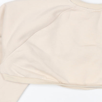 H&M Womens Pink Cotton Pullover Sweatshirt Size L Pullover - Cropped