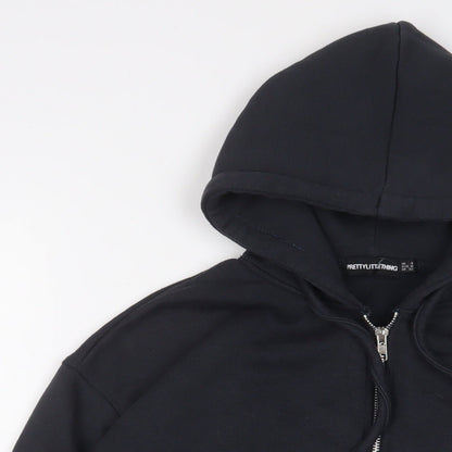 PRETTYLITTLETHING Womens Blue Cotton Full Zip Hoodie Size 4 Zip