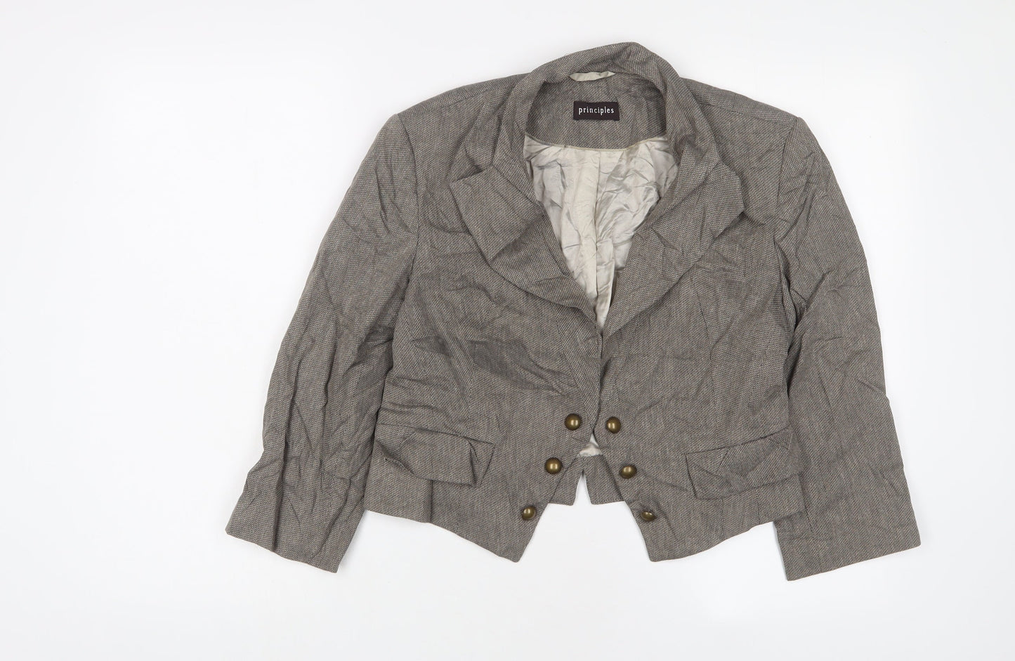 Principles Womens Brown Jacket Blazer Size 12 Hook & Eye