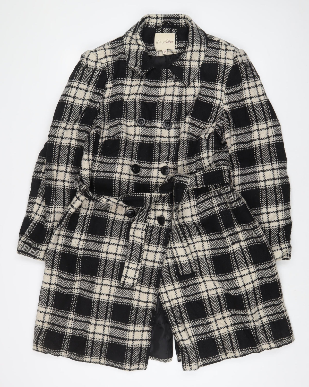 Womens UK Size 16 EWM Black Overcoat