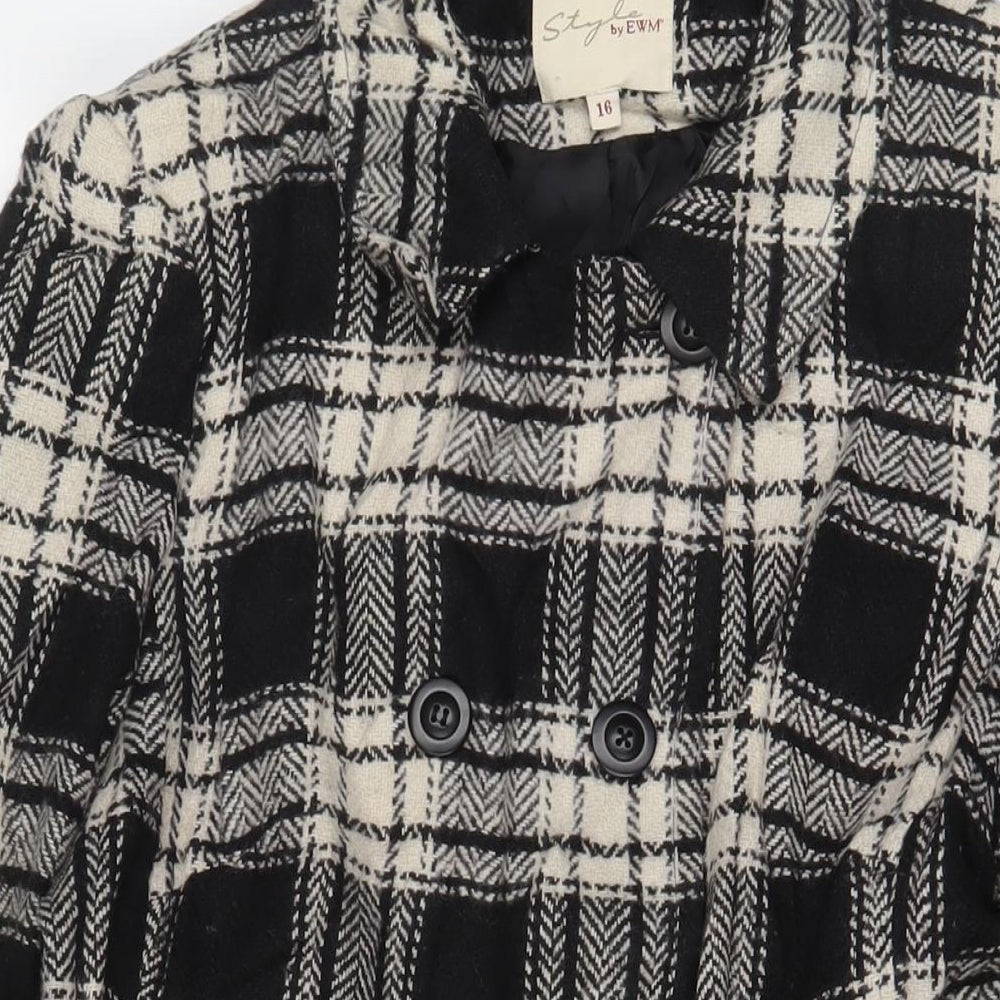 Womens UK Size 16 EWM Black Overcoat