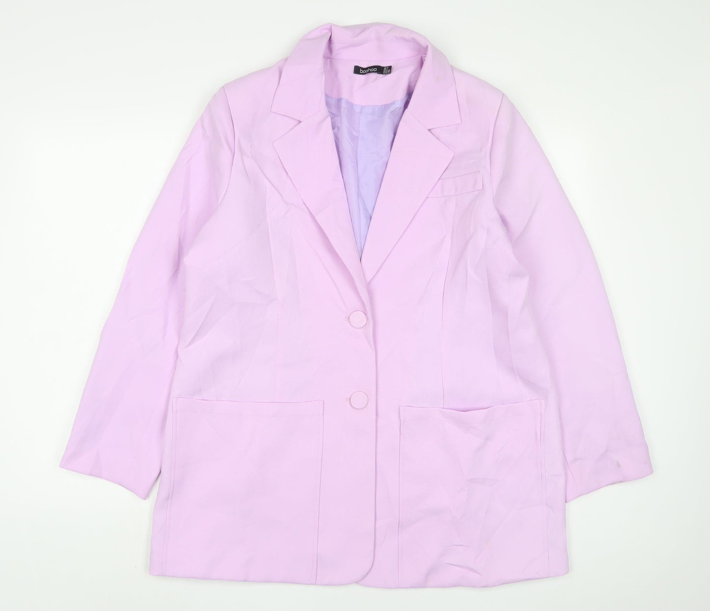 Boohoo Womens Purple Jacket Blazer Size 10 Button