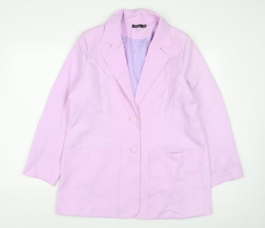 Boohoo Womens Purple Jacket Blazer Size 10 Button