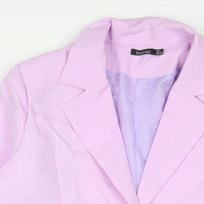 Boohoo Womens Purple Jacket Blazer Size 10 Button