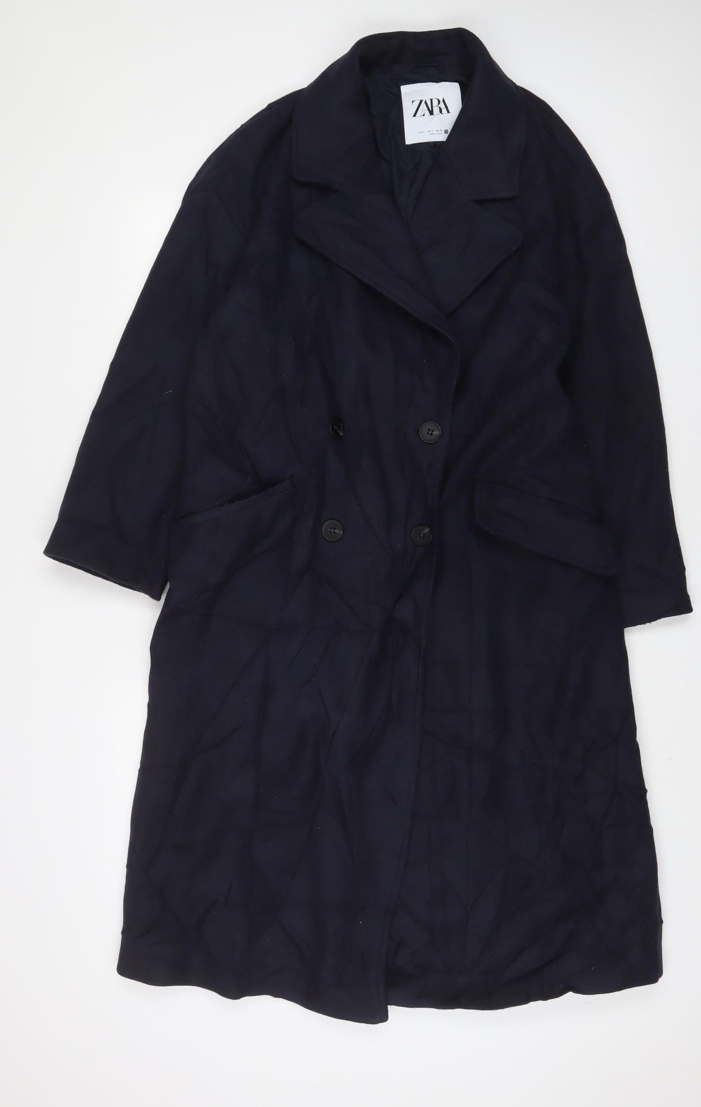 Womens UK Size S Zara Blue Overcoat