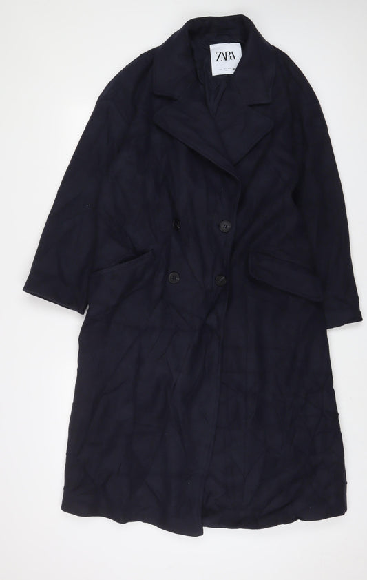 Womens UK Size S Zara Blue Overcoat