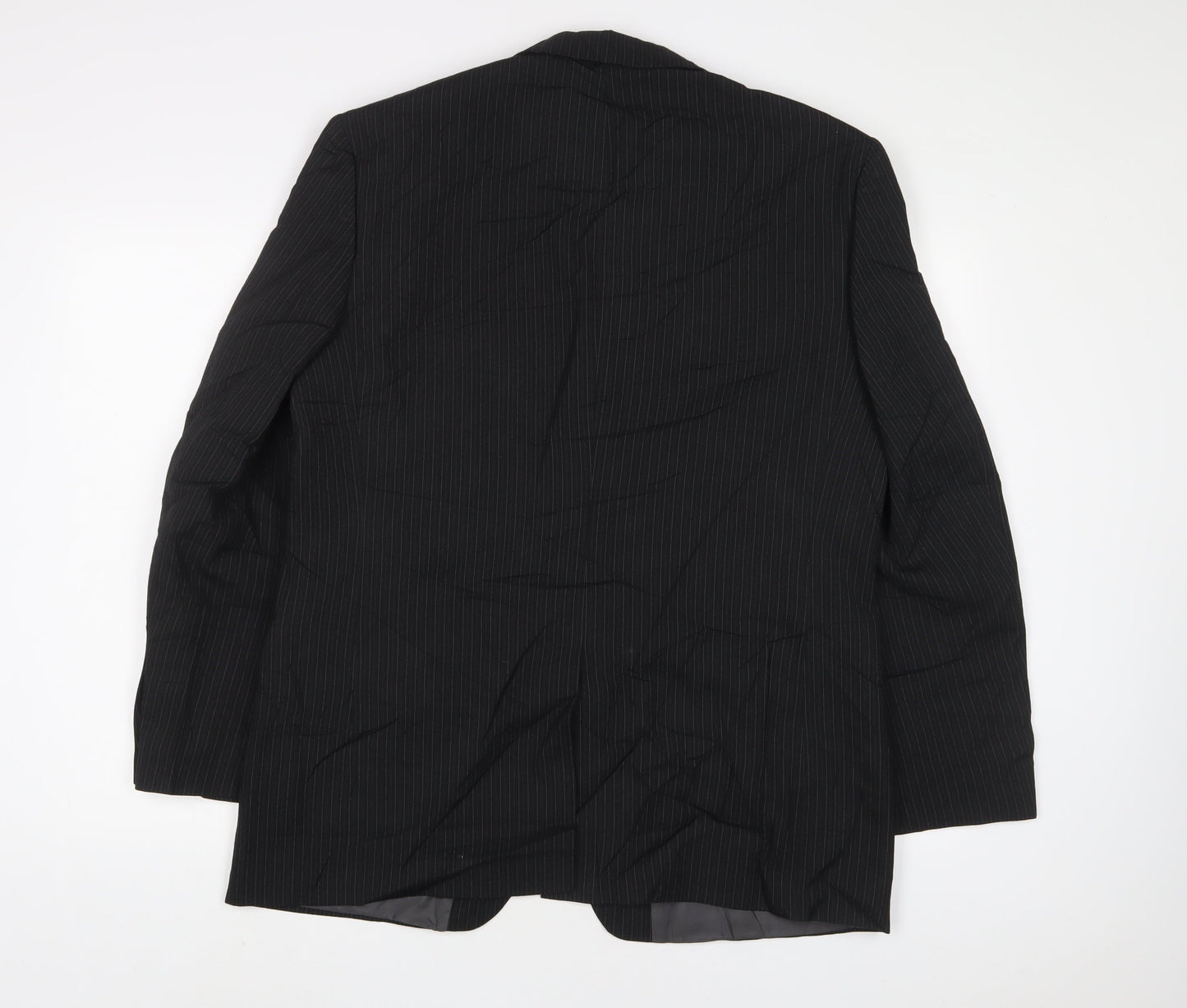 Mens UK Size 42 pinstripe Regular Black Suit Jacket
