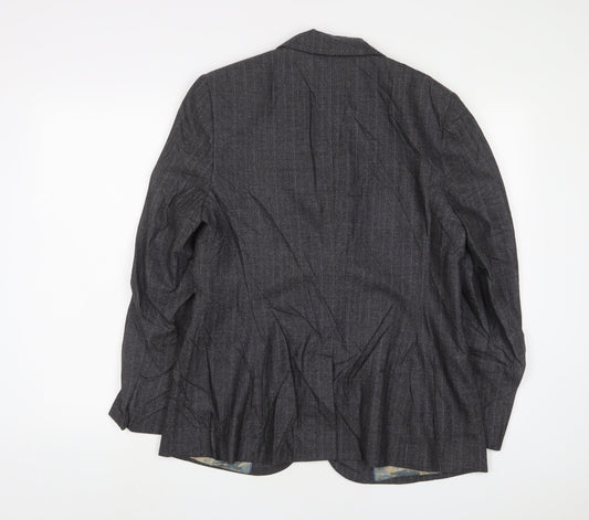 NEXT Womens Grey Striped Jacket Blazer Size 16 Button