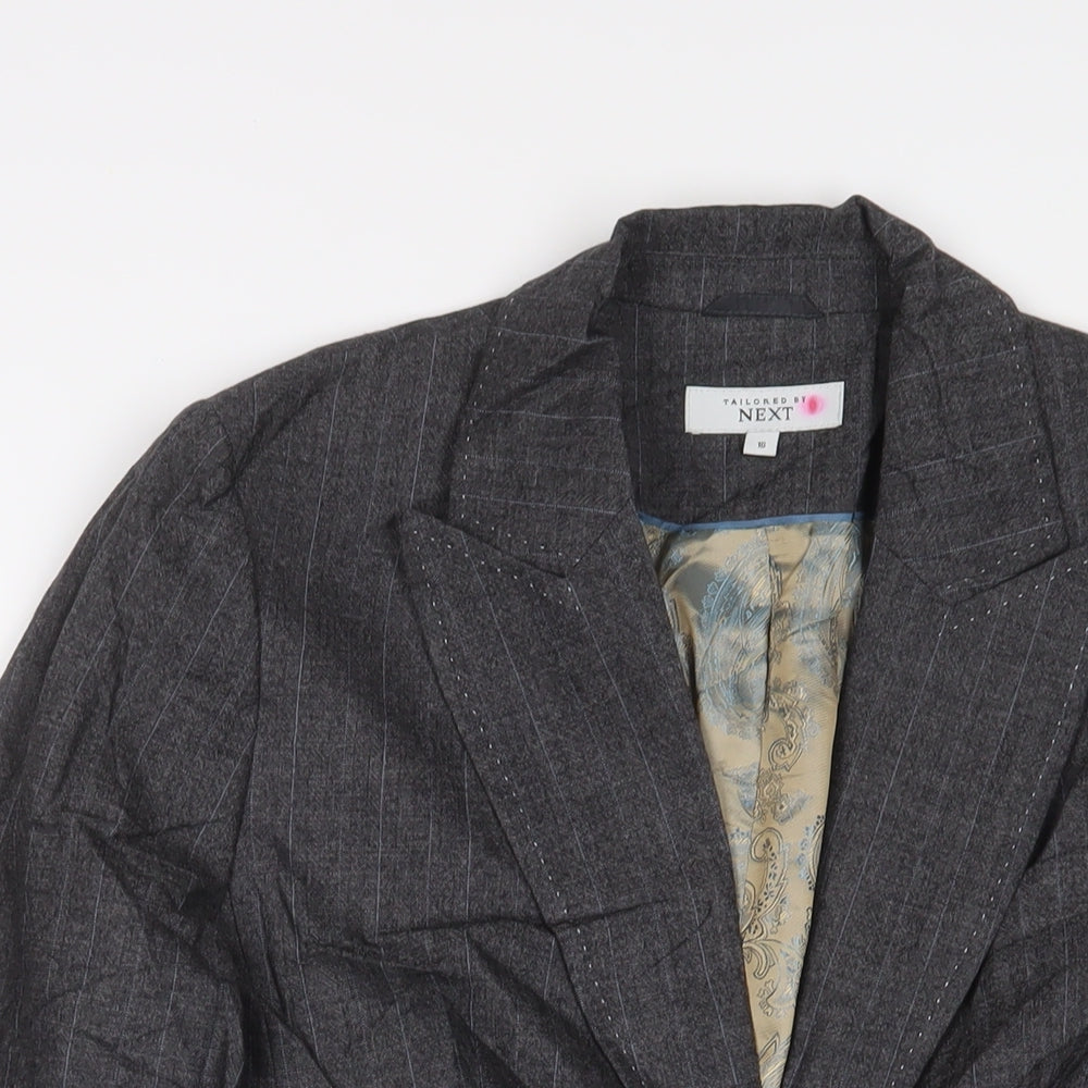 NEXT Womens Grey Striped Jacket Blazer Size 16 Button