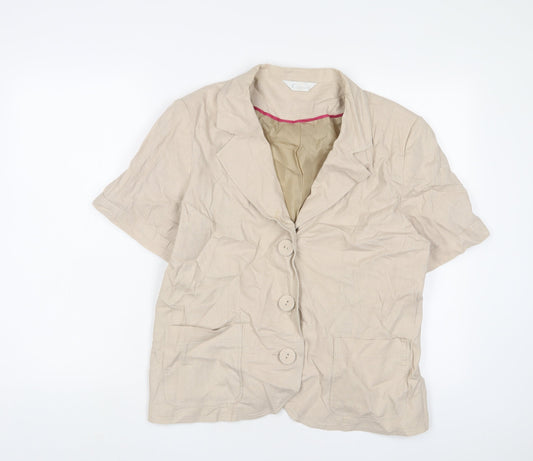 Classic Womens Beige Jacket Blazer Size 18 Button