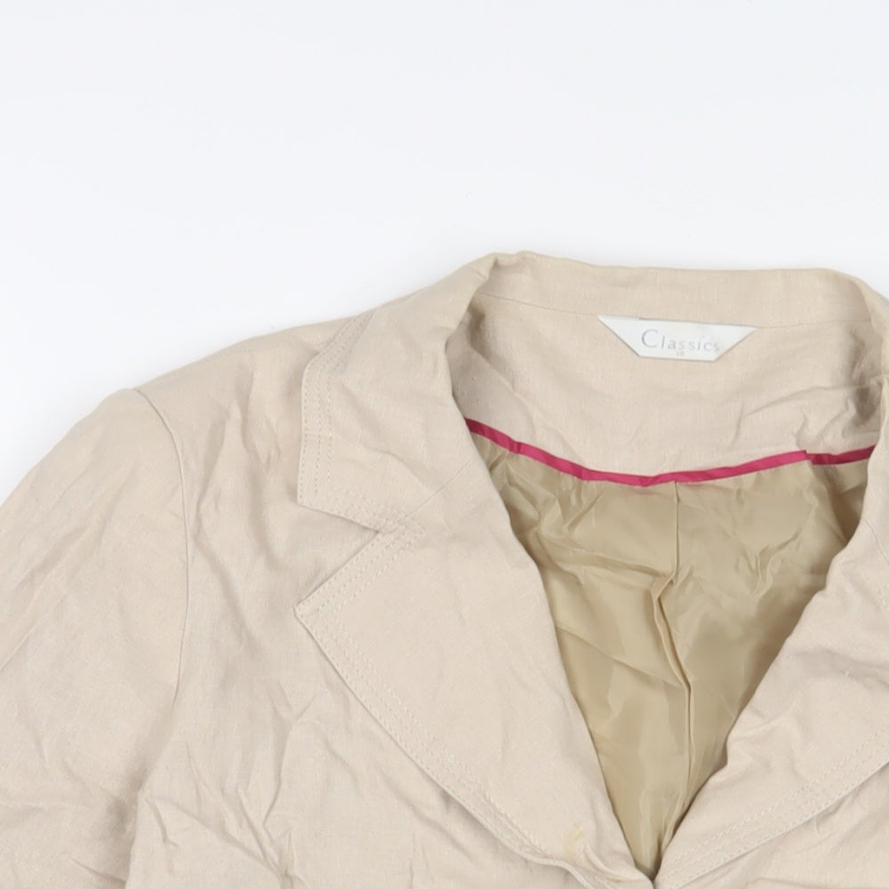 Classic Womens Beige Jacket Blazer Size 18 Button
