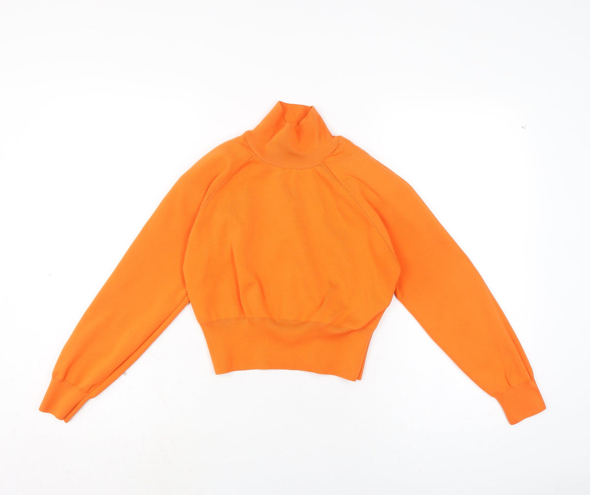 Zara Womens Multicoloured Polyester Cropped Casual Size S Mock Neck