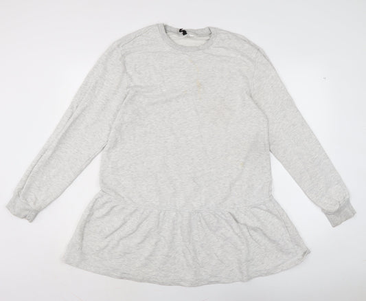 Divided Womens Grey Cotton Jumper Dress Size M Boat Neck