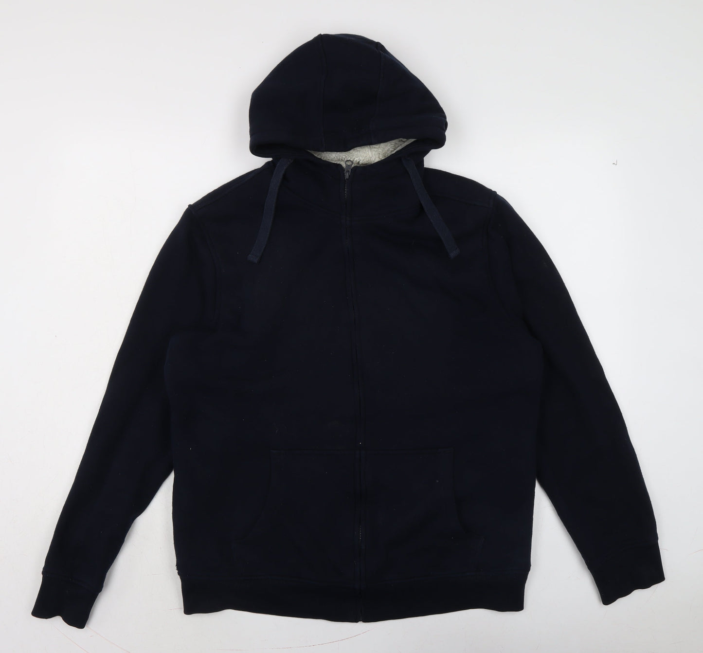 TEX Mens Blue Cotton Full Zip Hoodie Size L