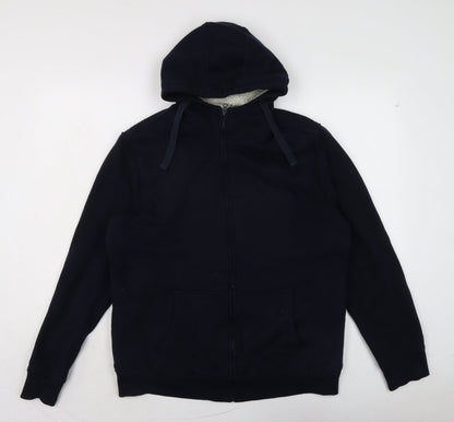 TEX Mens Blue Cotton Full Zip Hoodie Size L