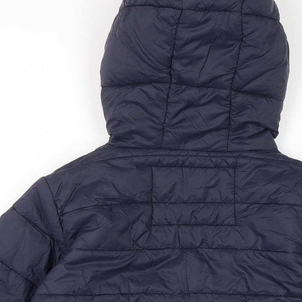 Brand and care label for Admiral boys’ blue puffer jacket jacket, size 6, years zip
