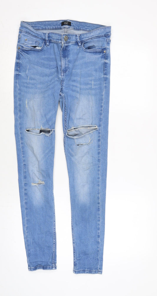 F&F Womens Blue Cotton Blend Tapered Jeans Size 28 in L27.5 in Regular Zip