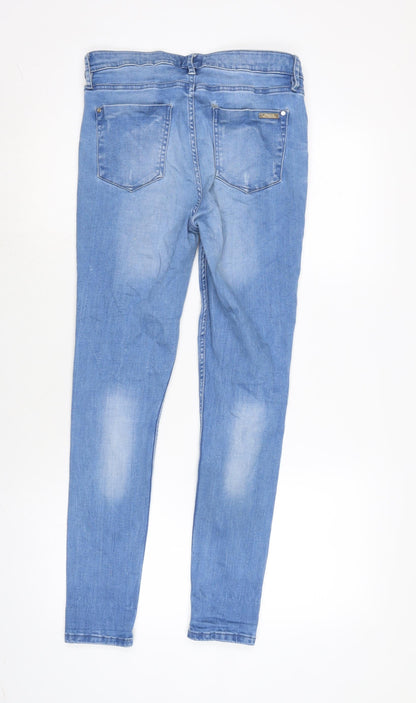 F&F Womens Blue Cotton Blend Tapered Jeans Size 28 in L27.5 in Regular Zip