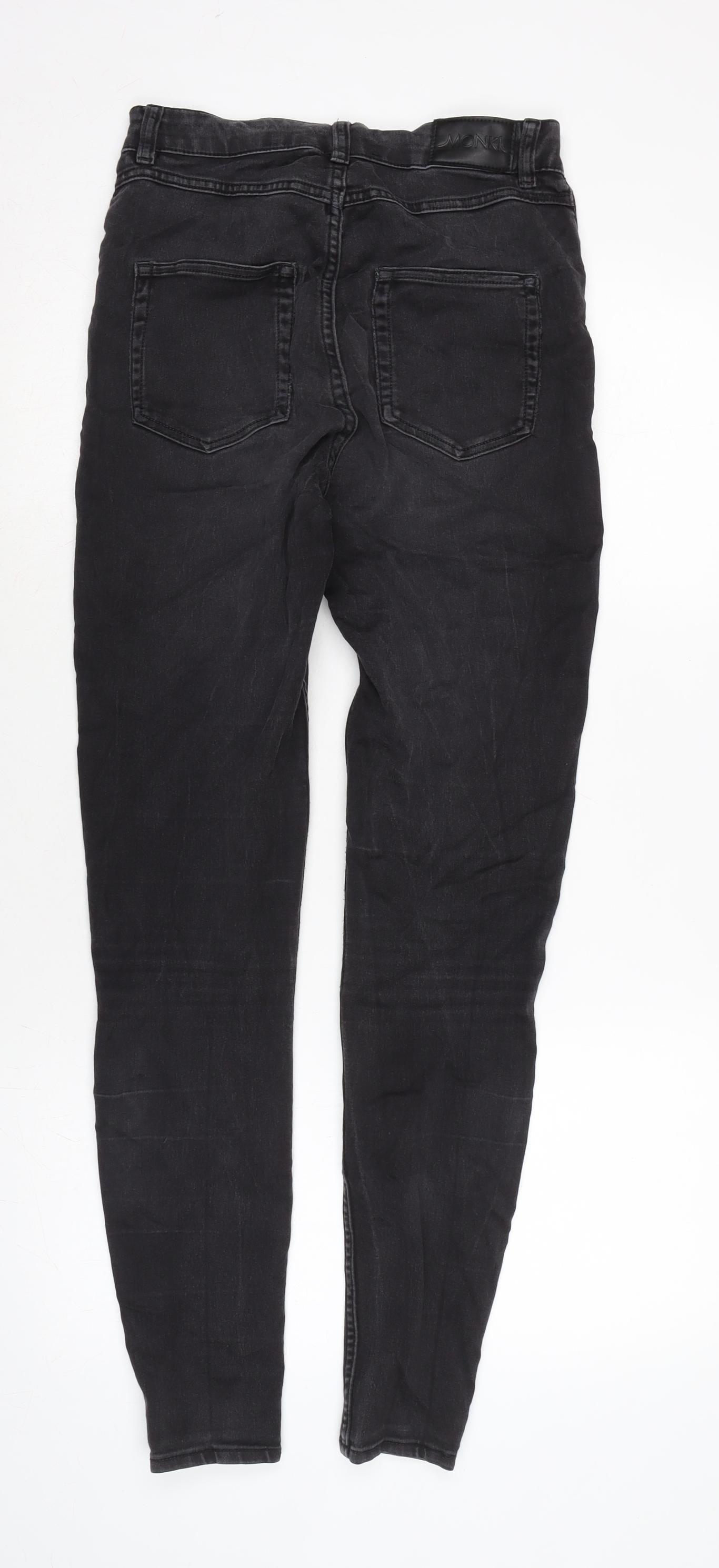 Monki Womens Grey Cotton Blend Tapered Jeans Size 28 in L29 in Slim Zip