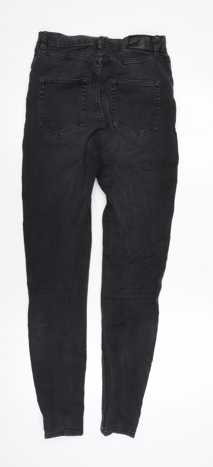 Monki Womens Grey Cotton Blend Tapered Jeans Size 28 in L29 in Slim Zip