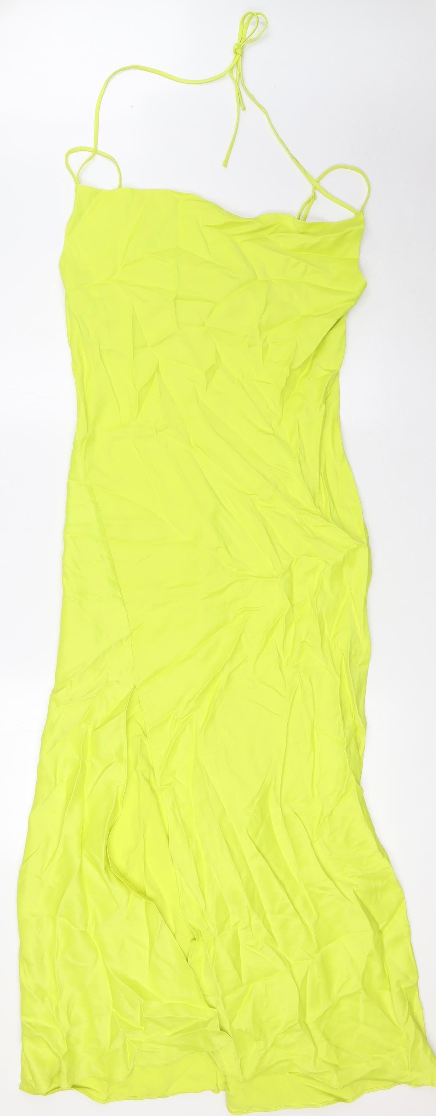 Zara Womens Yellow Viscose A-Line Size M Square Neck Zip