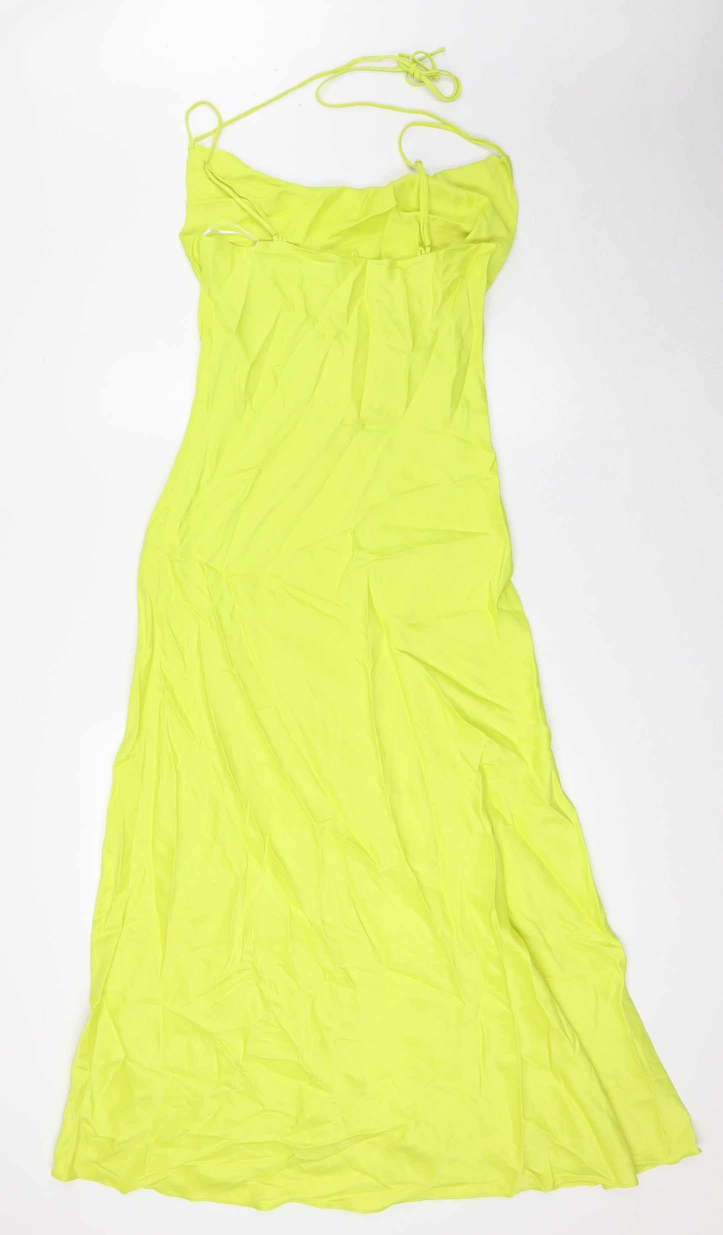Zara Womens Yellow Viscose A-Line Size M Square Neck Zip