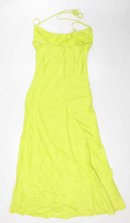 Zara Womens Yellow Viscose A-Line Size M Square Neck Zip