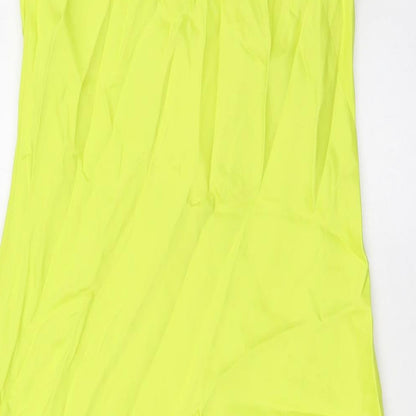 Zara Womens Yellow Viscose A-Line Size M Square Neck Zip