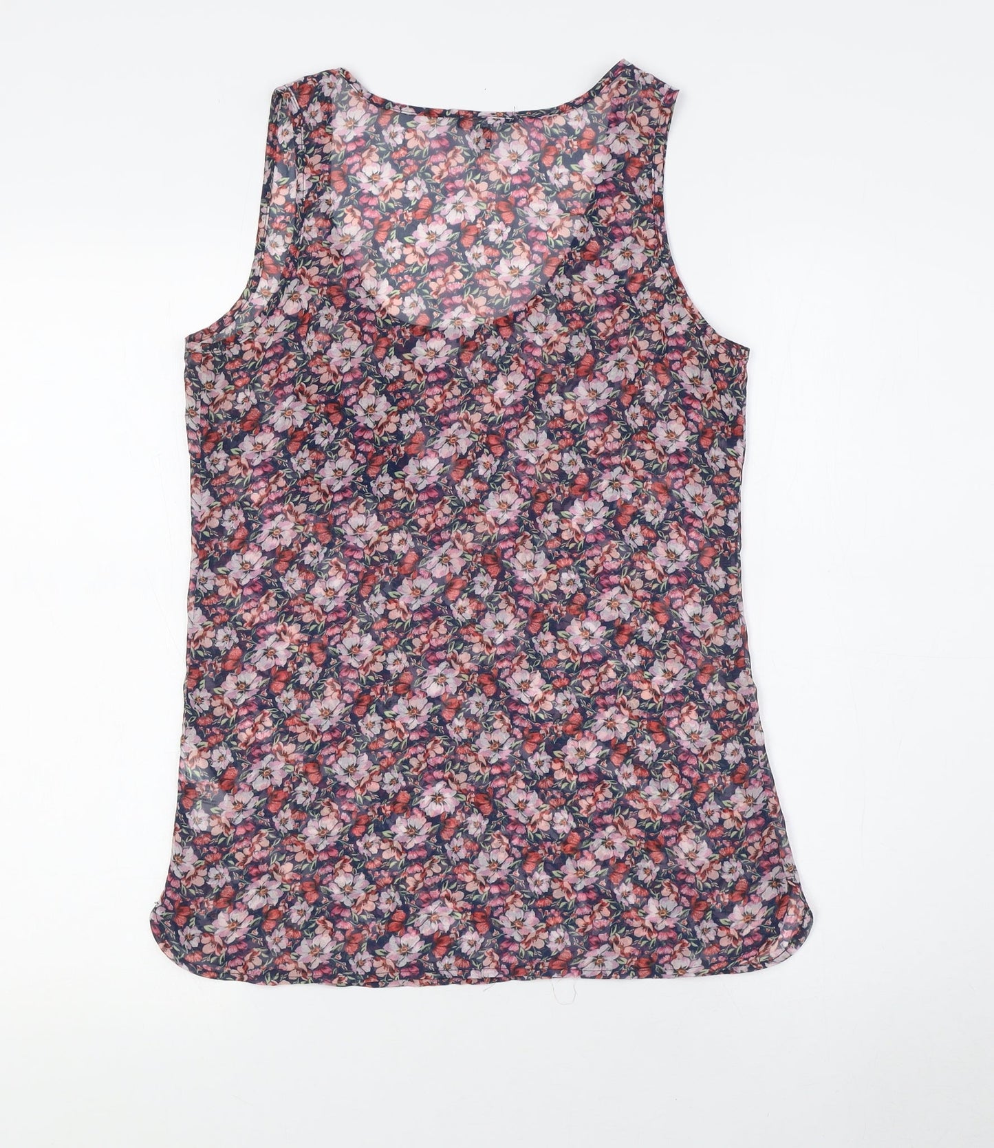 Warehouse Womens Multicoloured Floral Polyester Camisole Tank Size 8 Round Neck - Sheer