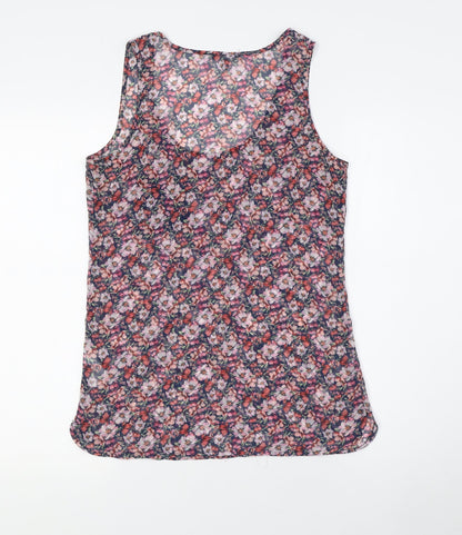 Warehouse Womens Multicoloured Floral Polyester Camisole Tank Size 8 Round Neck - Sheer