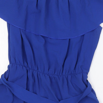 Quiz Womens Blue Polyester A-Line Size 16 Off the Shoulder - Pockets