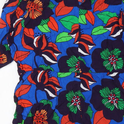 NEXT Womens Multicoloured Floral Viscose A-Line Size 16 Round Neck Button