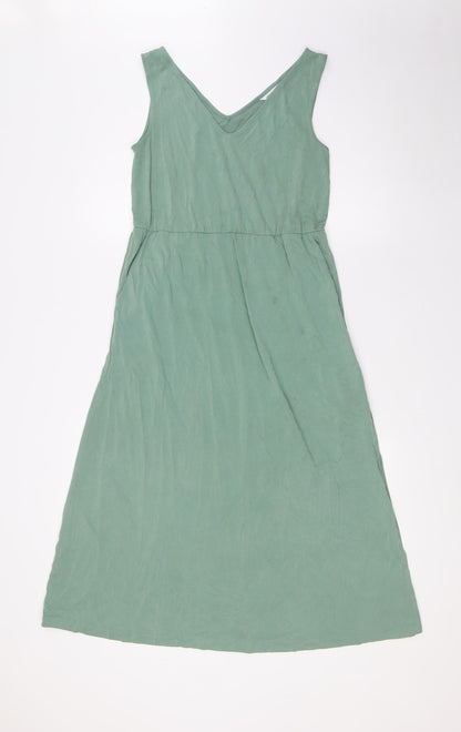 Great Plains Womens Green Modal A-Line Size 8 V-Neck - Pockets