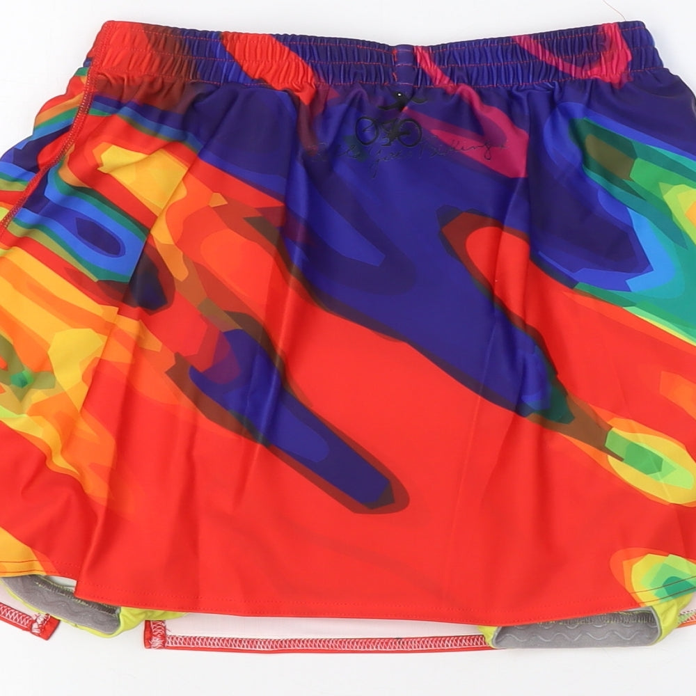 Bella Goes Biking Womens Multicoloured Polyester A-Line Skort Size L Regular - Biking Shorts