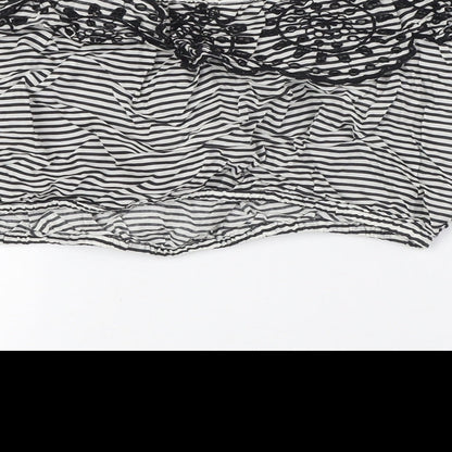 Miss Selfridge Womens Black Striped Polyester Cropped Blouse Size 12 Off the Shoulder - Embellished Collar