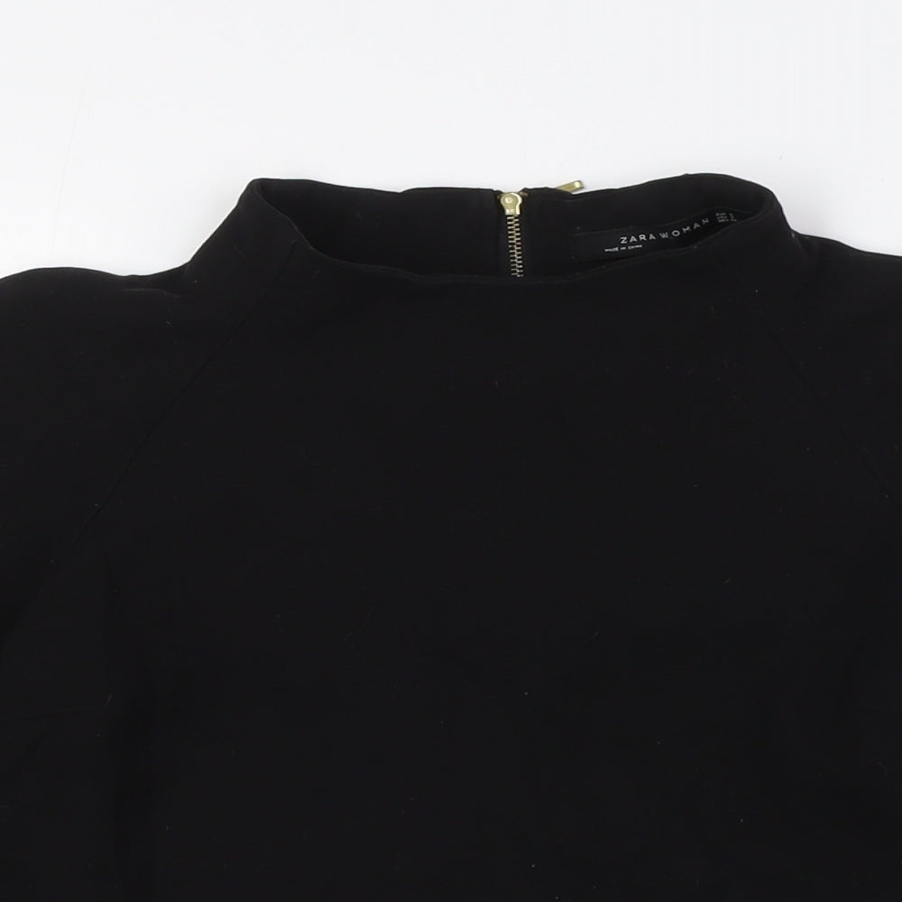 Womens UK Size S Zara Black Basic Blouse
