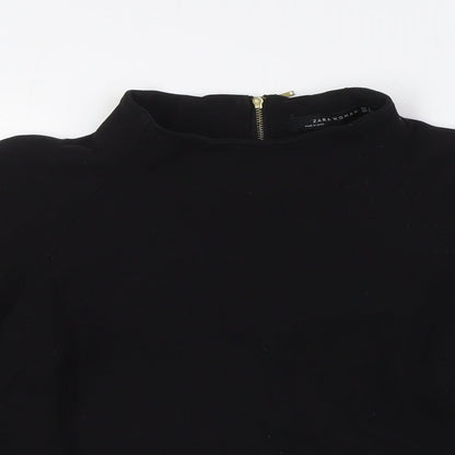 Womens UK Size S Zara Black Basic Blouse
