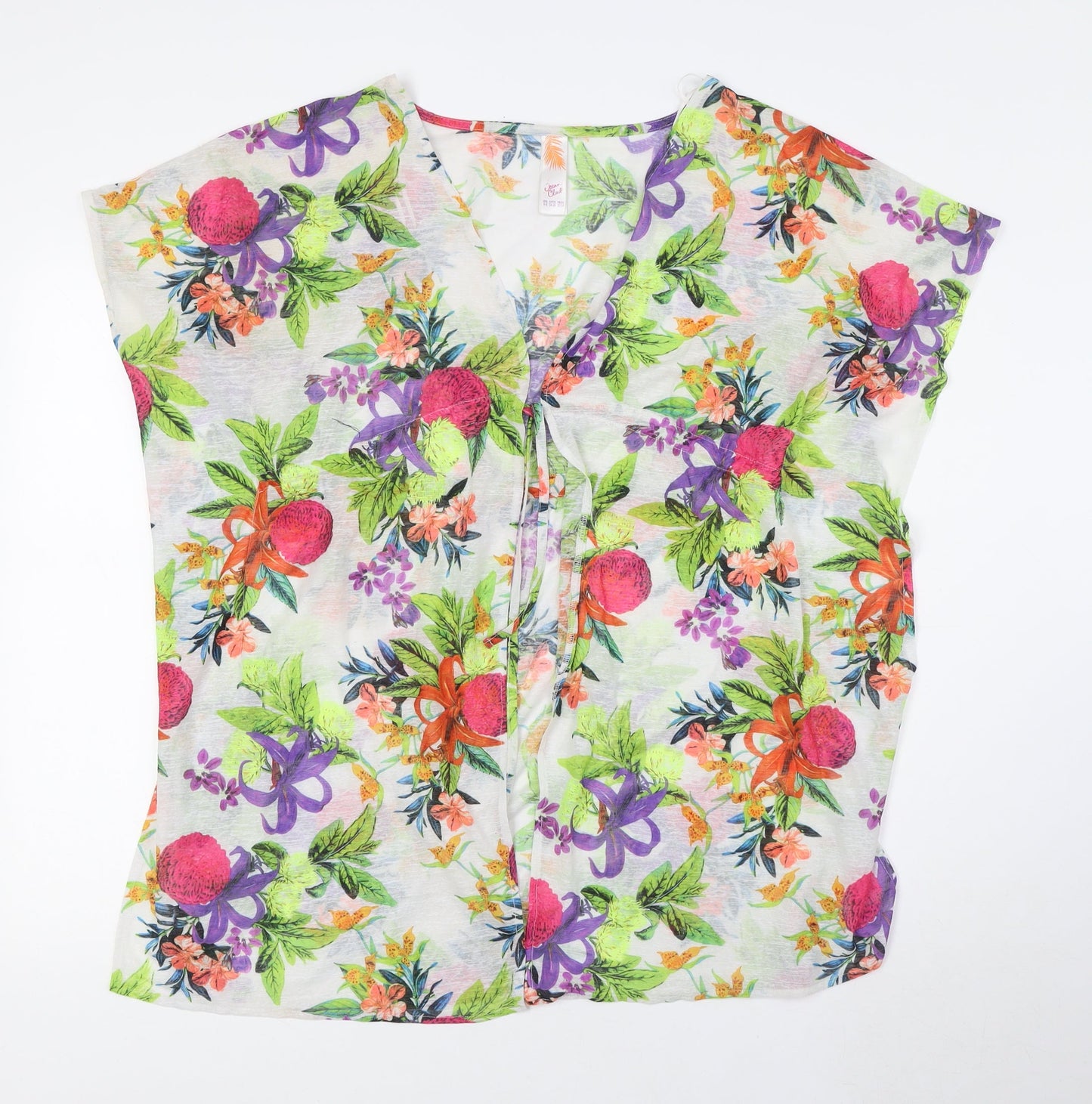 Womens UK Size 6 Ocean Club Multicoloured Basic Button-Up