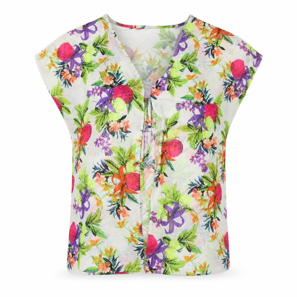 Womens UK Size 6 Ocean Club Multicoloured Basic Button-Up