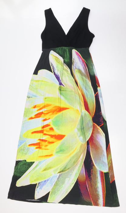 Monsoon Womens Multicoloured Floral Viscose A-Line Size 8 V-Neck