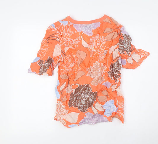 Autograph Womens Multicoloured Floral Cupro Basic T-Shirt Size 6 V-Neck