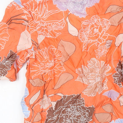 Autograph Womens Multicoloured Floral Cupro Basic T-Shirt Size 6 V-Neck