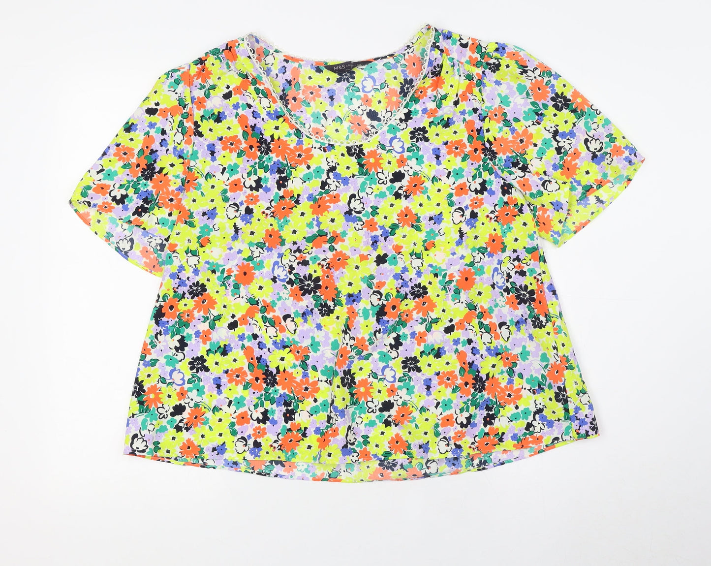 Womens UK Size 12 Marks and Spencer Multicoloured Basic T-Shirt
