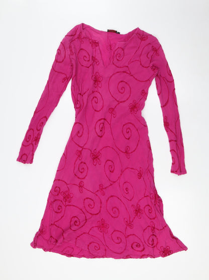 Nomads Womens Pink Cotton A-Line Size S V-Neck - Size S-M