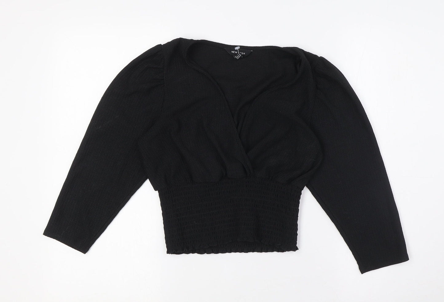 Womens UK Size 10 New Look Black Cropped Blouse
