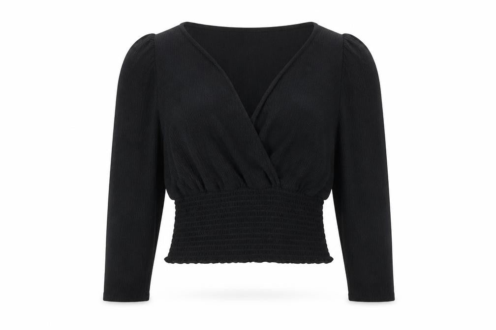 Womens UK Size 10 New Look Black Cropped Blouse