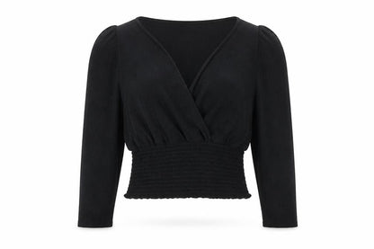 Womens UK Size 10 New Look Black Cropped Blouse